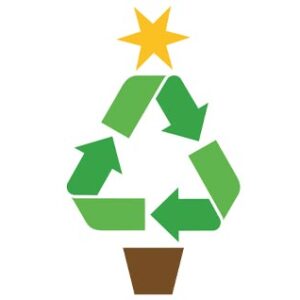 Illustration of green recycling arrows representing a Christmas tree