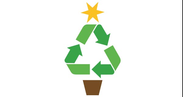 Illustration of green recycling arrows representing a Christmas tree